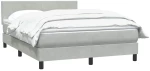 vidaXL Κρεβάτι Boxspring με Στρώμα Ανοιχτό Γκρι 160x220 εκ. Βελούδινο