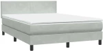 vidaXL Κρεβάτι Boxspring με Στρώμα Ανοιχτό Γκρι 160x220 εκ. Βελούδινο