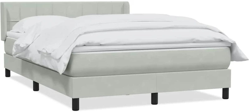 vidaXL Κρεβάτι Boxspring με Στρώμα Ανοιχτό Γκρι 160x220 εκ. Βελούδινο