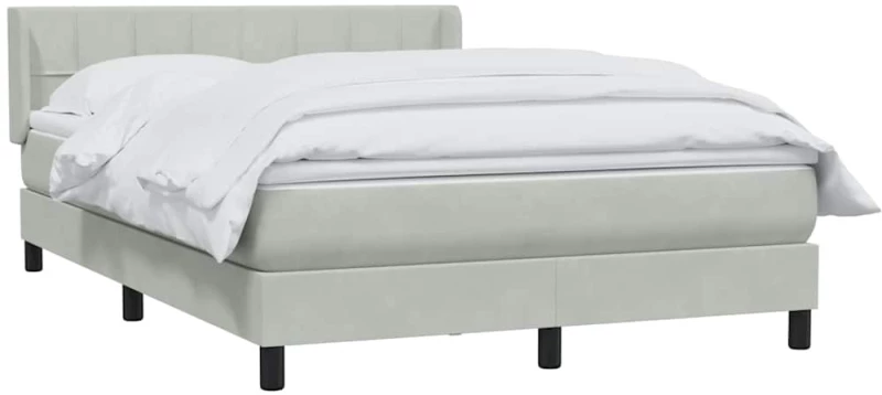 vidaXL Κρεβάτι Boxspring με Στρώμα Ανοιχτό Γκρι 160x220 εκ. Βελούδινο
