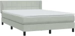 vidaXL Κρεβάτι Boxspring με Στρώμα Ανοιχτό Γκρι 160x220 εκ. Βελούδινο