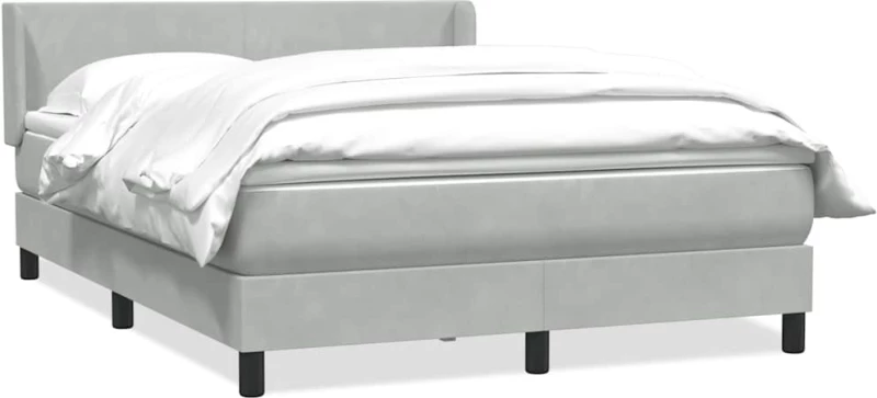 vidaXL Κρεβάτι Boxspring με Στρώμα Ανοιχτό Γκρι 160x210 εκ. Βελούδινο