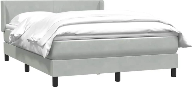 vidaXL Κρεβάτι Boxspring με Στρώμα Ανοιχτό Γκρι 160x210 εκ. Βελούδινο