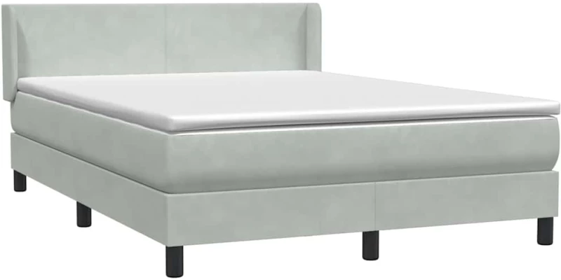 vidaXL Κρεβάτι Boxspring με Στρώμα Ανοιχτό Γκρι 160x210 εκ. Βελούδινο