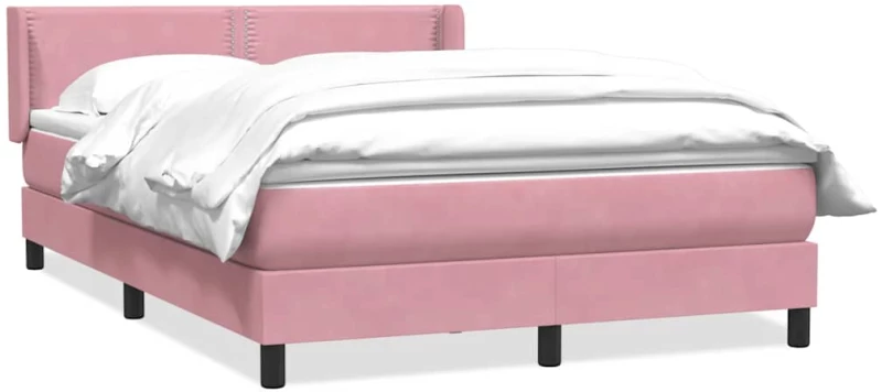 vidaXL Κρεβάτι Boxspring με Στρώμα Ροζ 160x210 εκ. Βελούδινο