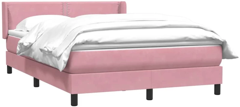 vidaXL Κρεβάτι Boxspring με Στρώμα Ροζ 160x210 εκ. Βελούδινο
