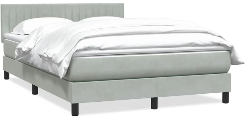 vidaXL Κρεβάτι Boxspring με Στρώμα Ανοιχτό Γκρι 160x220 εκ. Βελούδινο