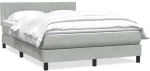 vidaXL Κρεβάτι Boxspring με Στρώμα Ανοιχτό Γκρι 160x220 εκ. Βελούδινο