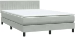 vidaXL Κρεβάτι Boxspring με Στρώμα Ανοιχτό Γκρι 160x220 εκ. Βελούδινο