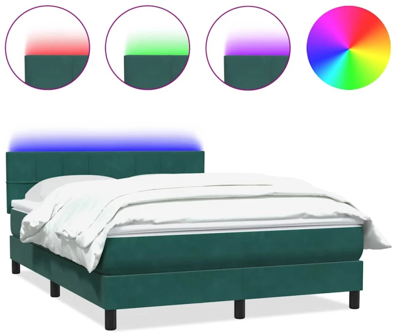 vidaXL Box Spring κρεβάτι με στρώμα σκούρο πράσινο 160x220cm Βελούδινο
