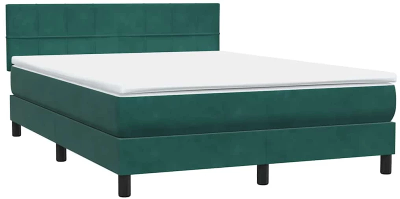 vidaXL Box Spring κρεβάτι με στρώμα σκούρο πράσινο 160x220cm Βελούδινο