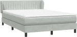 vidaXL Κρεβάτι Boxspring με Στρώμα Ανοιχτό Γκρι 160x220 εκ. Βελούδινο