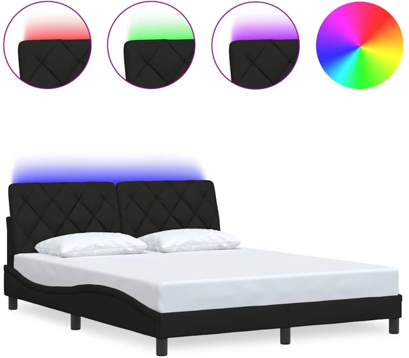 vidaXL Σκελετός Κρεβατιού με LED Χωρίς Στρώμα Μαύρο 160x200 εκ.