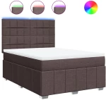 vidaXL Κρεβάτι Boxspring με Στρώμα Σκούρο Καφέ 140x200 εκ Υφασμάτινο