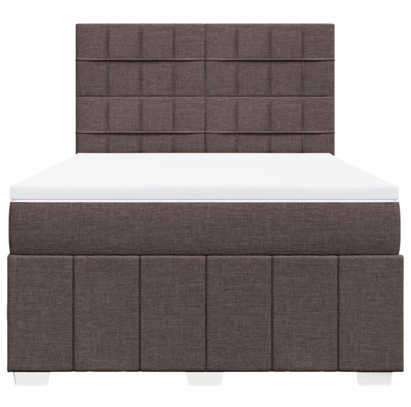 vidaXL Κρεβάτι Boxspring με Στρώμα Σκούρο Καφέ 140x200 εκ Υφασμάτινο
