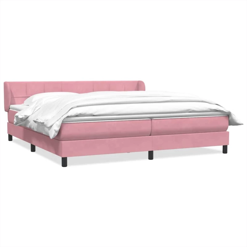 vidaXL Box Spring κρεβάτι με στρώματα ροζ 180x210 cm Βελούδινο