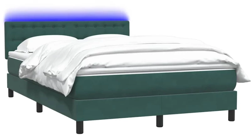 vidaXL Box Spring κρεβάτι με στρώμα σκούρο πράσινο 160x220cm Βελούδινο