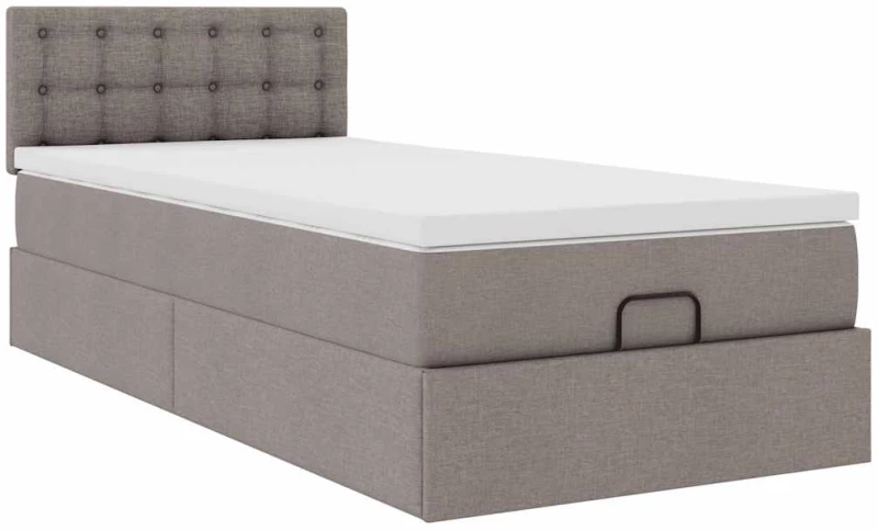 vidaXL Οθωμανικό κρεβάτι με στρώμα & LEDs Taupe 80x200cm ύφασμα
