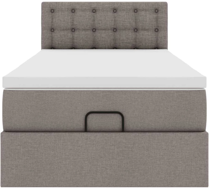 vidaXL Οθωμανικό κρεβάτι με στρώμα & LEDs Taupe 80x200cm ύφασμα