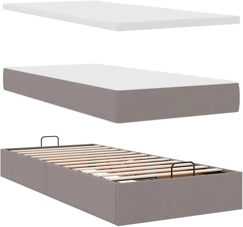 vidaXL Οθωμανικό κρεβάτι με στρώμα & LEDs Taupe 80x200cm ύφασμα