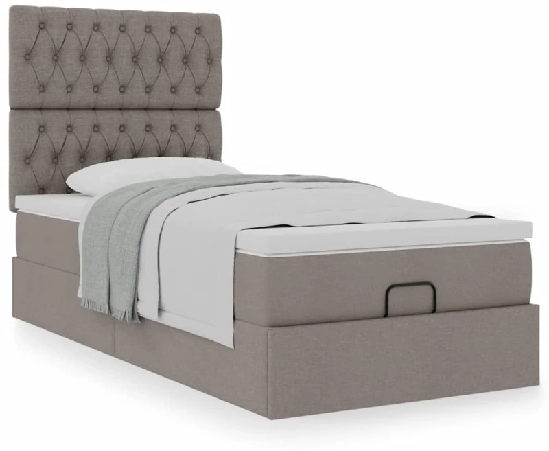 vidaXL Οθωμανικό κρεβάτι με στρώμα Taupe 80x200cm ύφασμα
