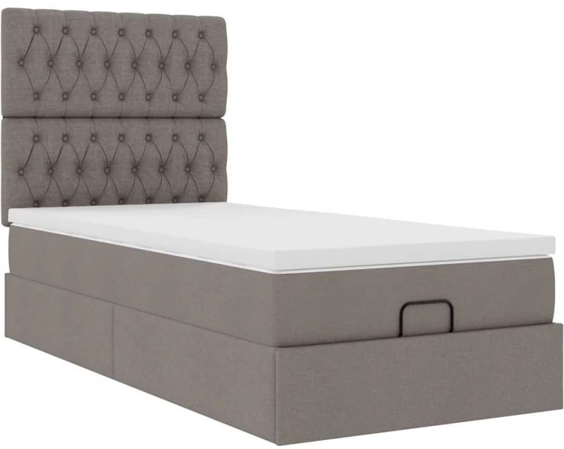 vidaXL Οθωμανικό κρεβάτι με στρώμα Taupe 80x200cm ύφασμα