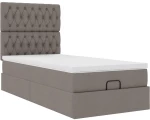 vidaXL Οθωμανικό κρεβάτι με στρώμα Taupe 80x200cm ύφασμα