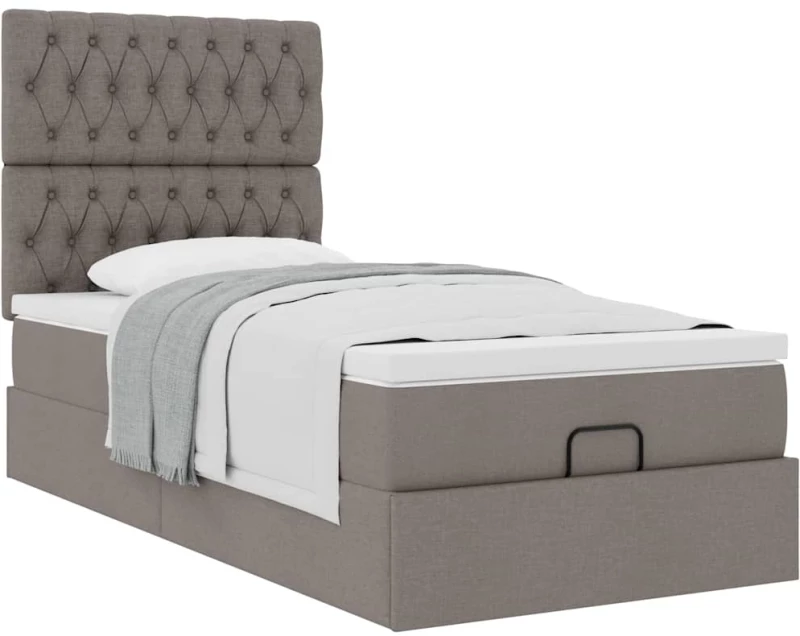 vidaXL Οθωμανικό κρεβάτι με στρώμα Taupe 80x200cm ύφασμα