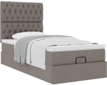 vidaXL Οθωμανικό κρεβάτι με στρώμα Taupe 80x200cm ύφασμα