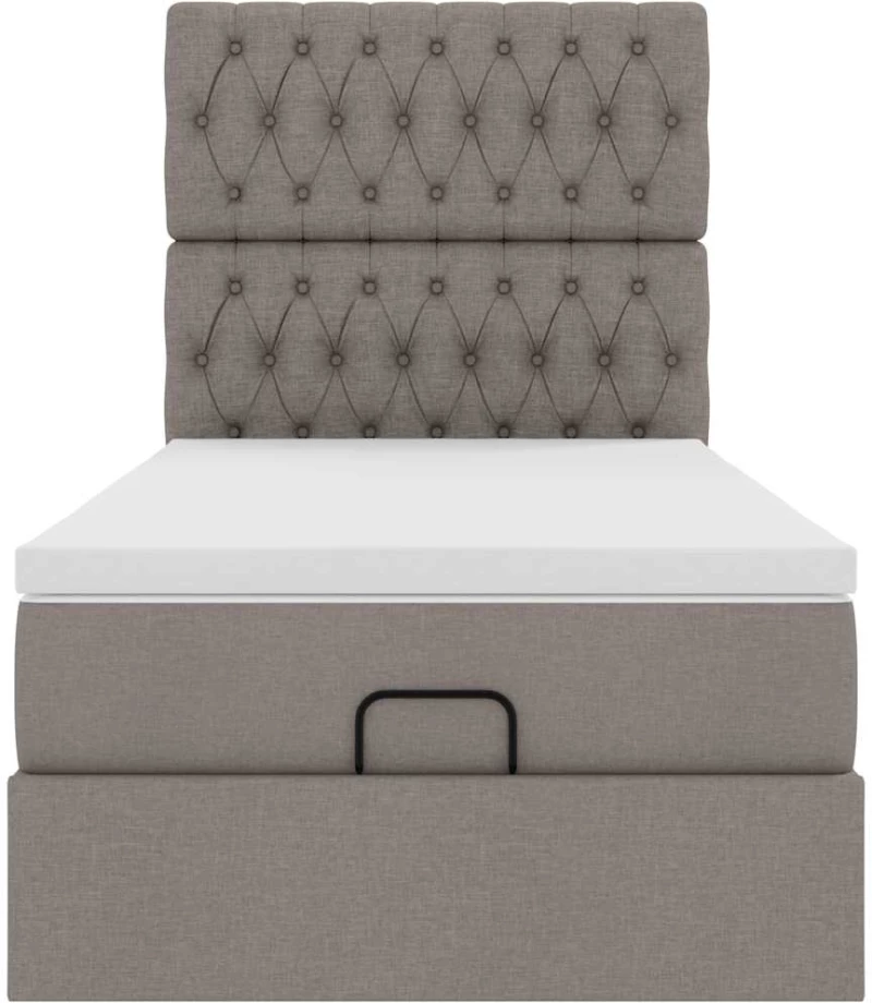 vidaXL Οθωμανικό κρεβάτι με στρώμα Taupe 80x200cm ύφασμα
