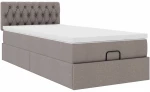 vidaXL Οθωμανικό κρεβάτι με στρώμα & LEDs Taupe 80x200cm ύφασμα