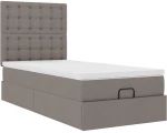 vidaXL Οθωμανικό κρεβάτι με στρώμα & LEDs Taupe 80x200cm ύφασμα