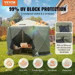 VEVOR Pop Up Gazebo Tent Pop-Up Screen Tent 6 Sided Canopy Sun Shelter Green