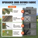 VEVOR Pop Up Gazebo Tent Pop-Up Screen Tent 6 Sided Canopy Sun Shelter Green