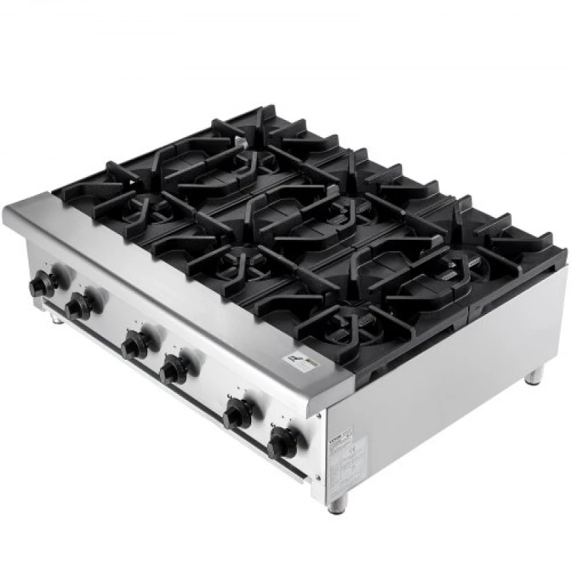 VEVOR Commercial Gas Range Stove 6 Burners Countertop Cooking Hot Plate Kitchen