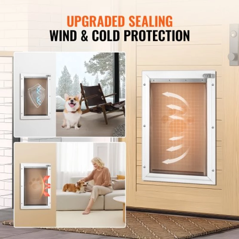 VEVOR Pet Door for Door with Lock and Magnetic Flap System Aluminum Frame XL
