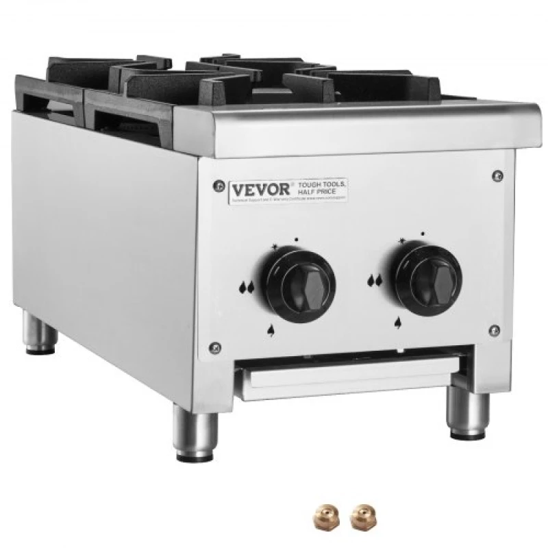 VEVOR Commercial Gas Range Stove 2 Burners Countertop Cooking Hot Plate Kitchen