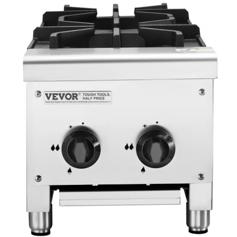 VEVOR Commercial Gas Range Stove 2 Burners Countertop Cooking Hot Plate Kitchen