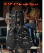 VEVOR Acoustic Guitar Hard Case 43.31 in With Lock And Keys for Acoustic Guitar