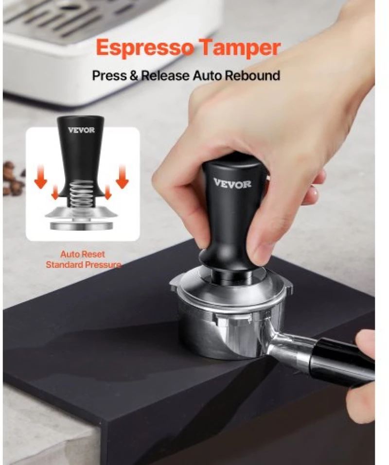 VEVOR 58mm Espresso Tamper Stainless Steel Coffee Tamper with Spring