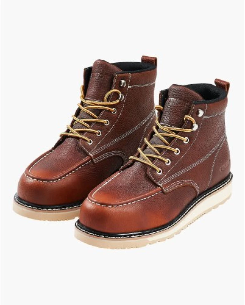 VEVOR Steel Toe Work Boots UK Size 9 Waterproof Moc Toe for Men Slip-Resistant