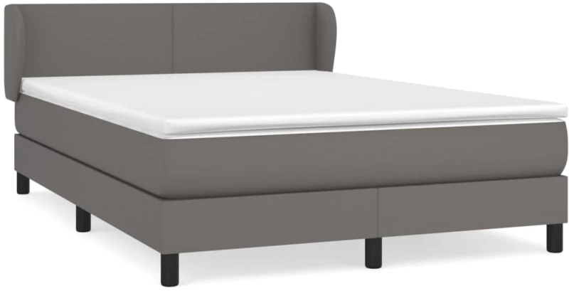 vidaXL Κρεβάτι Boxspring με Στρώμα Γκρι 140x190εκ. από Συνθετικό Δέρμα