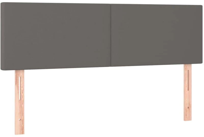 vidaXL Κρεβάτι Boxspring με Στρώμα Γκρι 140x190εκ. από Συνθετικό Δέρμα