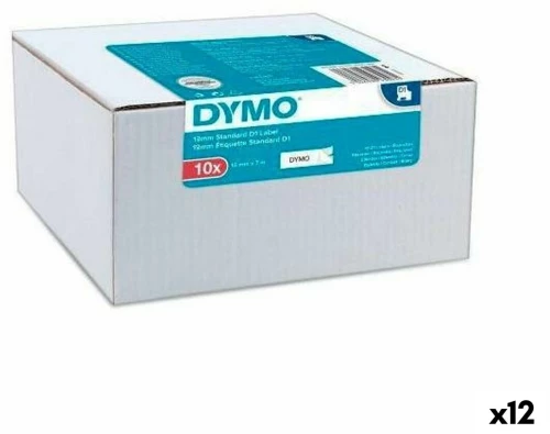 Πλαστικοποιημένη Ταινία για Στυλό Dymo Λευκό Μαύρο Αυτοκόλλητο 10 Τεμάχια (12 Μονάδες)