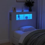 vidaXL Κεφαλάρι Κρεβατιού με LED Λευκό 100x18,5x103,5 εκ Επεξεργ. Ξύλο