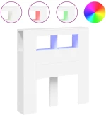 vidaXL Κεφαλάρι Κρεβατιού με LED Λευκό 100x18,5x103,5 εκ Επεξεργ. Ξύλο