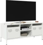 vidaXL Έπιπλο Τηλεόρασης Λευκό 101,5x39x43,5 εκ. Ατσάλι Ψυχρής Έλασης
