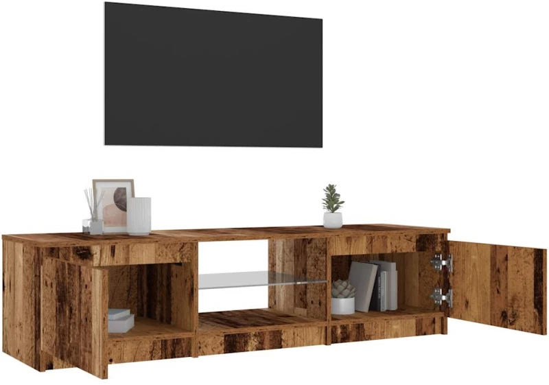 vidaXL Έπιπλο Τηλεόρασης LED Όψη Παλαιού Ξύλου 140x40x35,5εκ