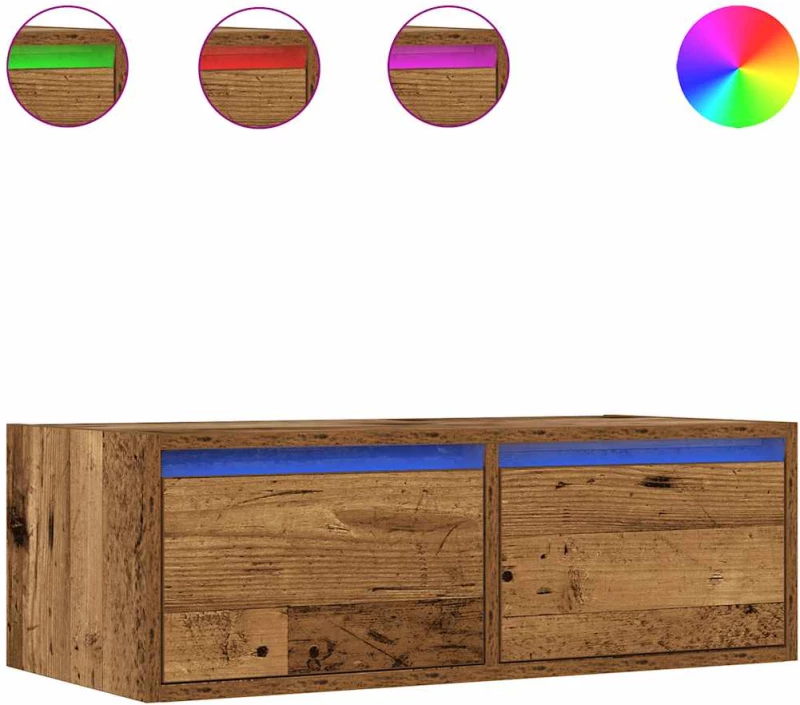 vidaXL Έπιπλο Τηλεόρασης με LED Όψη Παλαιού Ξύλου 75x35,5x25 εκ.