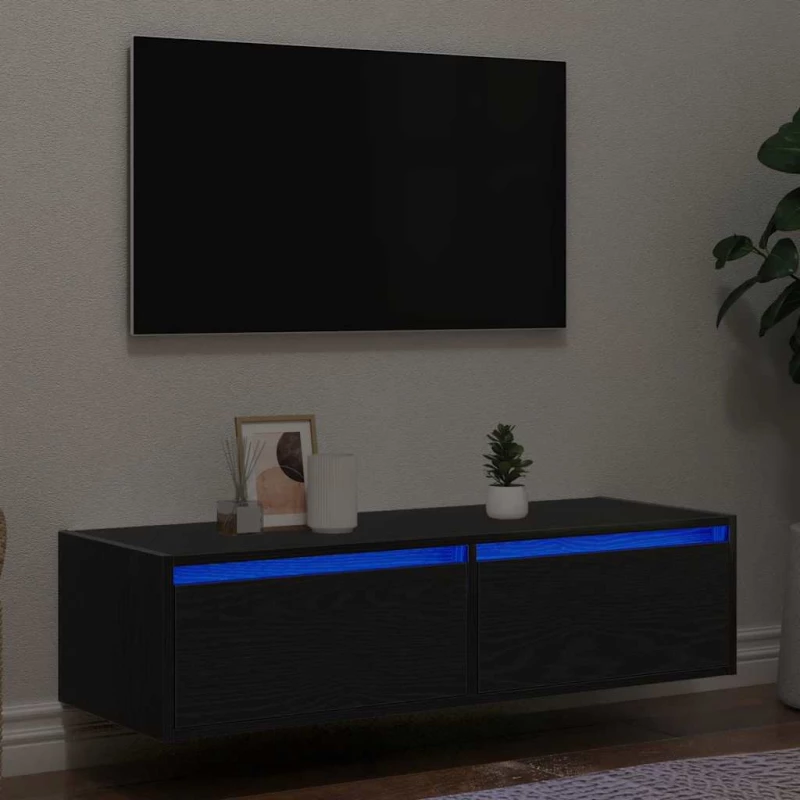 vidaXL Έπιπλο Τηλεόρασης με LED Μαύρη βελανιδιά 100X35,5x25 εκ.